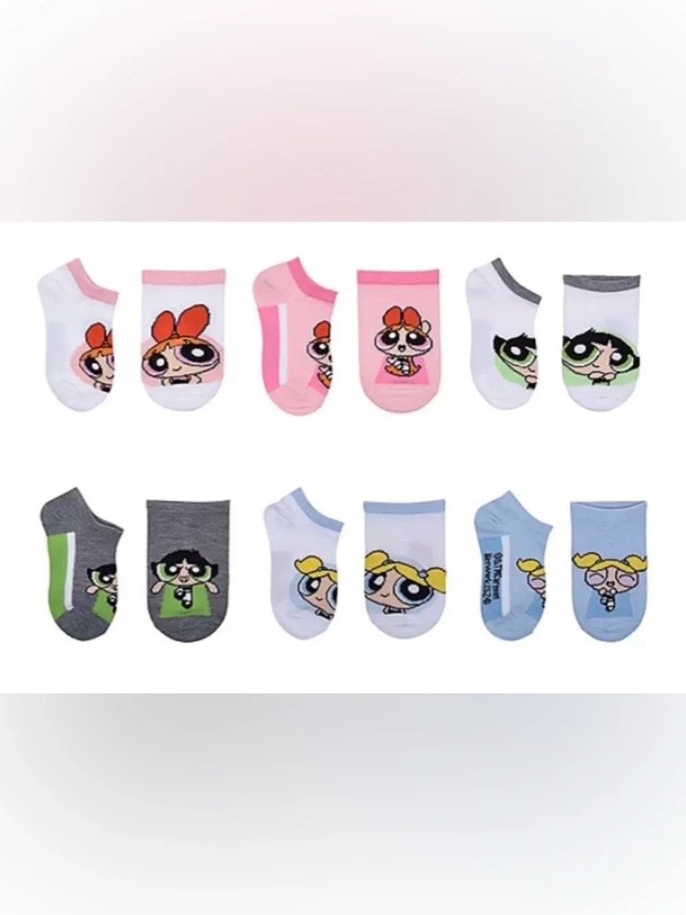POWERPUFF GIRLS Little & Big Kid Girls 6 Pair  No Show Socks SZ. 4/6